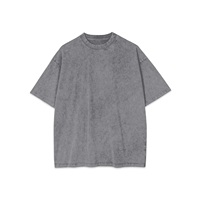 Camiseta de Manga Corta para Hombre, Estilo Acid Wash, Corte Holgado, Transpirable, de Algodón Jersey, con Diseño Liso