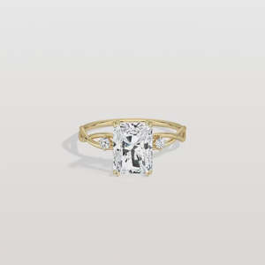 แหวนเพชรทรงรัศมี 14K ทองคำแท้ เพชรเลี้ยงในห้องปฏิบัติการ แหวนหมั้นแบบลอยตัว แหวนแต่งงานแบบแยกส่วนสำหรับผู้หญิง - Product Image 1
