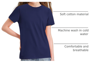 Uniforme Escolar para Niñas, Camiseta Morada de Manga Corta de Algodón Suave, Personalizable con Logotipo, Camisetas Básicas Lisas para Niños - Product Image 4