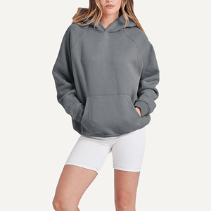 Sudadera con Capucha Unisex Extra Grande, Color Sólido, Felpa de Algodón, Manga Raglán, Diseño con Bolsillo, Sudadera Informal para Otoño - Product Image 1