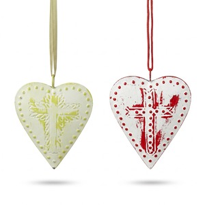 Premium Metal Christmas Hanging Ornament Heart Set With Elegant Laser <b>Cut</b> Design For Christmas <b>Tree</b> Home Holiday - Product Image 1