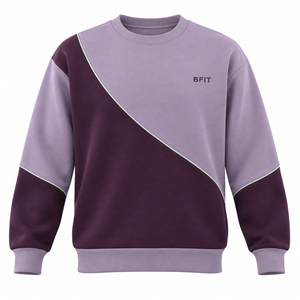 เสื้อสเวตเชิ้ตคอกลมสีบล็อก ทรงปกติ ยูนิเซ็กส์ สีม่วงและสีพลัม ผ้าเฟรนช์เทอร์รี่ เสื้อพูลโอเวอร์ลำลองสำหรับฤดูใบไม้ร่วง - Product Image 3