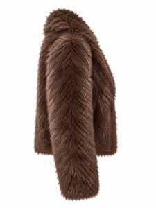 Abrigo Corto de Piel Sintética Marrón con Cuello de Solapa Peludo, Ropa de Invierno Cálida para Mujer - Product Image 2