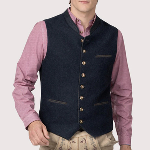 Gilet Trachten Traditionnel Bavarois Vintage pour Homme, Réversible, Respirant, Court, Boutonné, Automne, Fantaisie Oktoberfest 2026 - Product Image 4
