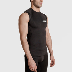 High Quality Sleeveless <b>Compression</b> <b>Shirt</b> <b>Men</b> Lightweight Stretch Fabric Running Gym Training And Exercise Sessions - Product Image 3