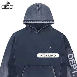 <span class=keywords><strong>Felpa</strong></span> con Cappuccio Personalizzata 2026 in Cotone Nero Terry, Effetto Vissuto con Ricamo e Logo Stampato, Alta Qualità per Uomo - Product Image 2