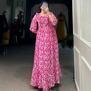 Colección de Verano, Salwar Kameez de Organza Ligero de Secado Rápido para Mujer, Corte Regular, Estampado Floral, Estilo para Fiestas, Dhwaja Export - Product Image 1