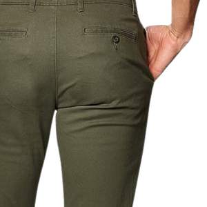 กางเกงชิโนสีเขียวเข้มผู้ชายทรงสลิมฟิต กางเกงผ้าฝ้ายสีเขียวป่า สไตล์ลำลองสำหรับกิจกรรมกลางแจ้ง เสื้อผ้าผู้ชายคุณภาพสูง - Product Image 3