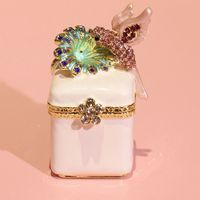 Blanc rose violet jaune bleu métal carré abeille oiseau magnétique boîte à bijoux décoration de la maison Arts
