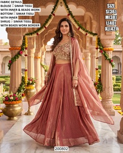 Kurta Traditionnel Élégant en Tissu Simar Teal Bandhani pour Toutes Saisons, avec Broderies de Perles, Séchage Rapide, Longueur au Sol, Coupe Classique, pour Femme, Inde - Product Image 5