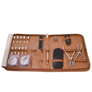 High Quality Hand Tied Professional Hair Extension & <b>Beading</b> Tool Kit Set with <b>Needle</b> Plier Stainless Steel for Commercial Use - Product Image 1
