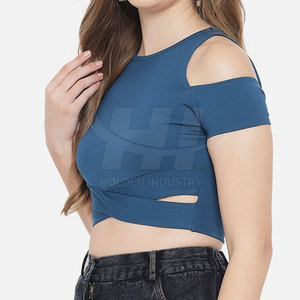 Custom Size Women <b>Crop</b> <b>Top</b> T-Shirt Summer Eco-Friendly Canvas 100% Cotton Breathable Casual Style High Quality OEM Custom - Product Image 2