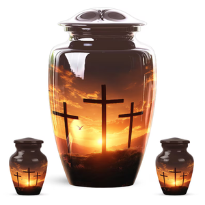 Personalized Cross Memorial Urn <b>Keepsake</b> Cremation Urn Chocolate Color Modern <b>Ashes</b> Container - Product Image 3