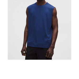 Débardeur sans manches pour homme en polyester tricoté 100 %, séchage rapide, col rond, motif uni, tissu 140g, haute qualité, personnalisé - Product Image 1