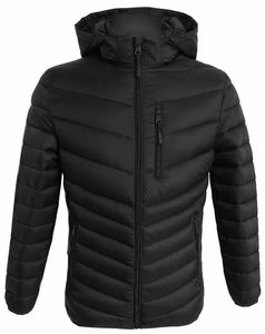 Men's Lightweight Wool Puffer <b>Jacket</b> Hooded Insulated Winter Coat with Windproof Zipper <b>Packable</b> Bubble Down <b>Jacket</b> in Black - Product Image 3