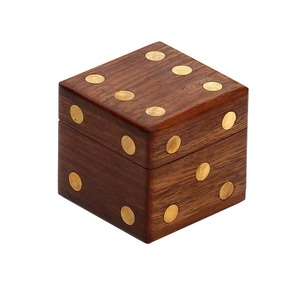 Coffret de dés en bois carré de luxe avec design incrusté, jeu pour enfants et adultes, décoration de bureau, jeu de puzzle familial amusant - Product Image 6