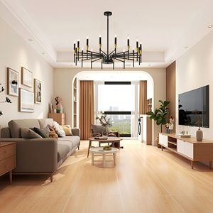 Lámpara de Araña Moderna de 24 Luces en Negro y Dorado, Estilo Granja, 37.63 Pulgadas, Lámpara Colgante Grande Tipo Vela para Mesa de Comedor, Diseño Exclusivo de Livi - Product Image 3