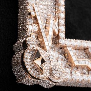 Colgante con Letra Personalizada de Moissanita Brillante con Logotipo Iced Out, Joyería Hip Hop, Plata de Ley 925 con Baño de Rodio, Unisex - Product Image 4