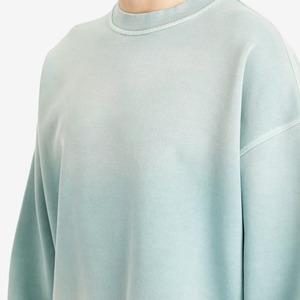 Sudadera de cuello redondo extragrande para hombre, color verde claro, 100% algodón, manga larga, estilo casual. - Product Image 4