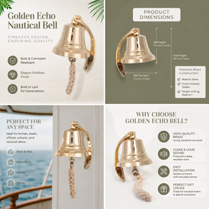 Soporte de pared para campana de latón macizo chapado en oro pulido |   Soporte para Campana Náutica de Alta Resistencia |   Soporte de pared para campana marina - Product Image 6