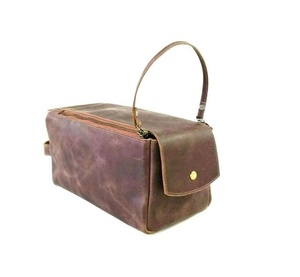 Trousse de Toilette Unisexe en Cuir Véritable pour Hommes, Cadeau pour Garçons d'Honneur, Organisateur de Rasage avec Fermeture Éclair TYG-0067 - Product Image 3