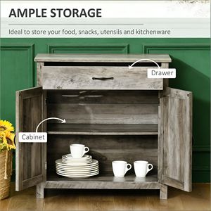 Buffet avec porte coulissante réglable, tiroirs et bar à café, meuble de cuisine - Product Image 4