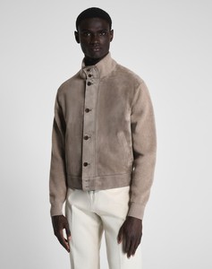 Chaqueta Bomber de Gamuza para Hombre, Cuello Alto, Color Sólido, Casual, Otoño, Corte Regular, Cierre de Botones, Prenda Exterior Moderna y Elegante para Invierno - Product Image 2