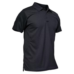 Polo Negro para Hombre, Manga Corta, Casual, Liso, Tejido Transpirable, Logotipo Personalizado, OEM, ODM Disponible - Product Image 1