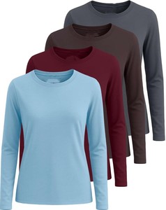 Camiseta de Punto de Manga Larga para Mujer, Cuello Redondo, Corte Regular, Informal, para Todas las Temporadas, 100% Poliéster, Secado Rápido, Manga Larga, OEM - Product Image 4