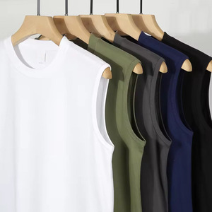 เสื้อกล้ามออกกำลังกายผู้ชายสั่งทำขายส่ง ผ้าฝ้าย 95% สแปนเด็กซ์ 5% – ทรงเข้ารูป ผ้าริบ สำหรับฟิตเนส - Product Image 5