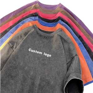 Custom OEM/ODM Premium <b>Vintage</b> Acid Wash Oversized T-Shirt Men Drop Shoulder Crew Neck Streetwear 100% Cotton Knitted Blank <b>Tee</b> - Product Image 5