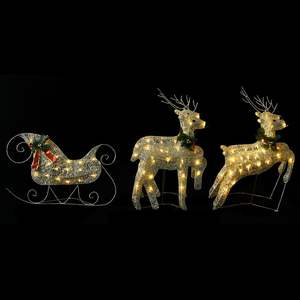 Outdoor Kerstverlichting 100 Leds Decoratie Met Rendieren En Slee In Goudkleur - Product Image 4
