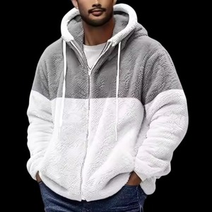 New Design Trend for Autumn/Winter 2024 Eco-Friendly Knitted 100% Polyester Sports Casual Spliced Half <b>Zip</b> Hoodies for Men - Product Image 3