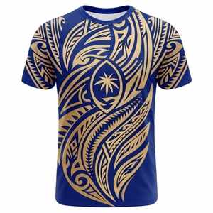 เสื้อยืดคอกลมผู้ชายลายชนเผ่าสีพื้นราคาถูก MOQ ต่ำ แขนสั้น ผ้าถักแบบตรวจจับด้วยเข็ม - Product Image 6