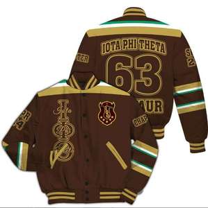 Veste en satin de sport de haute qualité pour hommes, tissu satiné, boutons sur le devant, lettrage brodé, veste varsity en satin pour hommes - Product Image 2