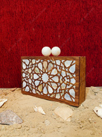 Pochette de soirée de luxe en bois naturel avec incrustation de nacre, fermeture magnétique, légère et écologique, pour mariages et événements