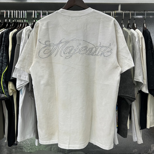 Camisetas de manga corta para hombre, estilo vintage MAJESTIK, con pedrería, para verano, formales, con estampado tejido, de poliéster/algodón, en stock, proveedor. - Product Image 5