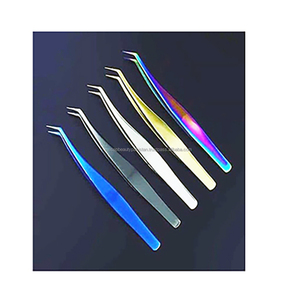 Pince à épiler mini inclinée ASAP de haute qualité, bleu néon, à pointe dentelée, longueur 10 mm, écologique, 1 pièce, en acier inoxydable, pour cils - Product Image 5