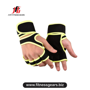 JUST FITNESS GEARS 2026 Custom Logo PU Leather Half <b>Finger</b> Sport Workout Gloves Anti-Slip Adjustable Wrist <b>Strap</b> Cycling - Product Image 1