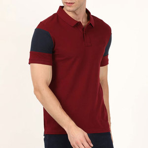 Polo de Manga Corta para Hombre, Color Rojo, Diseño con Bloques de Color, Tejido de Piqué de Algodón, Casual, Transpirable, Diseño Sólido, Cierre de Botones - Product Image 2