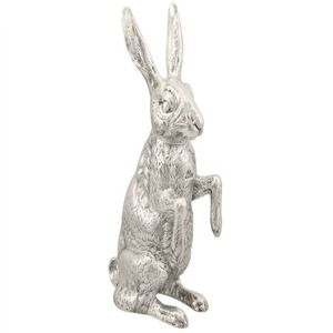 <b>Hand</b> finished <b>cast</b> aluminium rabbit sculpture graceful bunny metallic wildlife statue decorative accent for interiors - Product Image 1