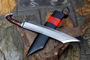Cuchillo Utilitario Fijo de Acero Damasco Recto de Grado Industrial Hecho a Mano con Mango de Madera Multifunción para Exteriores al por Mayor - Product Image 3