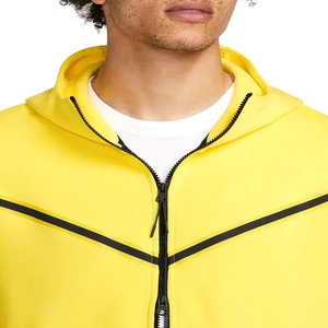 Men's Yellow Tracksuit Set Full <b>Zip</b> <b>Hooded</b> Solid Design Casual Breathable Eco-Friendly Quick Dry 100% Cotton Lightweight Regular - Product Image 5