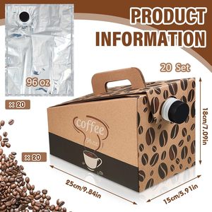 Boîte à café en papier kraft avec poignée, <span class=keywords><strong>distributeur</strong></span> <span class=keywords><strong>de</strong></span> boissons jetable, 1L, 2L, 3L, 5L, 96oz, pour la restauration - Product Image 2