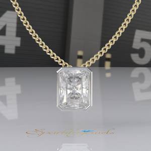 Radiant Cut Moissanite Pendant, Solid Gold Certified Radiant Lab Grown Diamond Pendant Necklace, Radiant Cut Diamond Pendant - Product Image 3