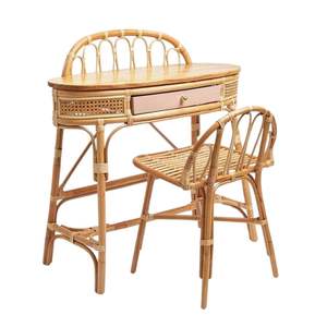 โต๊ะเครื่องแป้งหวายพร้อมเก้าอี้แต่งหน้า ขายส่งราคาถูกจากโรงงานเวียดนามโดยตรง ปรับแต่งได้ - Product Image 1