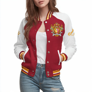 Veste universitaire tendance pour femme, broderie OEM, boutonnée, coupe ample, col rond - Product Image 6