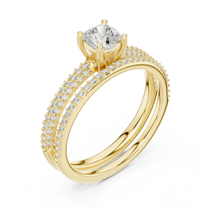 แหวนแต่งงานเพชรทรงกลมเพาะเลี้ยงในห้องปฏิบัติการทองคำขาว 14K สำหรับผู้หญิง |   เพชรที่เพิ่งเพาะเลี้ยง - Product Image 5