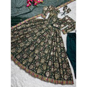 Conjuntos de traje de diseñador para mujer, elegante vestido Anarkali con hermoso Pent y Dupatta - Product Image 4