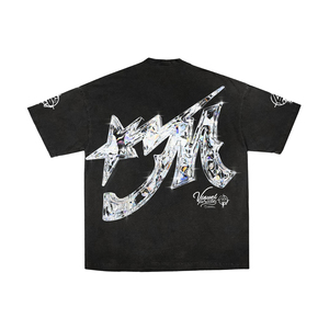 Camiseta Negra de Manga Corta para Hombre con Estampado Gráfico de Ojos, Estilo Urbano, Corte Regular, Algodón Jersey, Cuello Redondo - Product Image 3